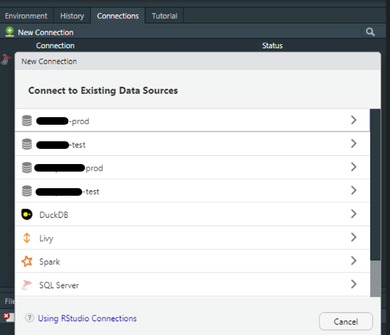 Exemple des connexions existantes sur mon poste